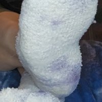 Purple n white fuzzy socks