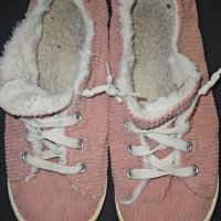 Smelly, pink cloth tennis shoes