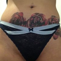 Navy blue lace thong