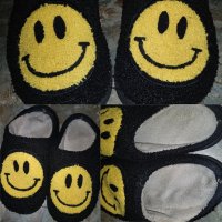 Worn Slippers with Smiley Face W…