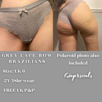 Grey Lace Bow Brazilians (#B5)