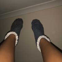 used frilly navy socks