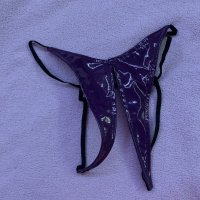 Purple PVC Crotchless Panties
